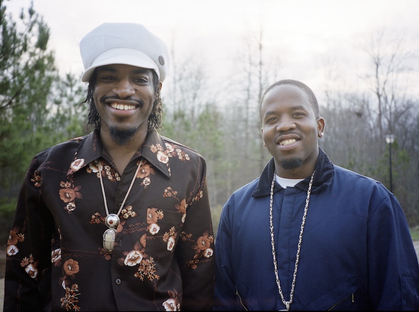 Portrait of Andre 3000 and Big Boi, both smiling