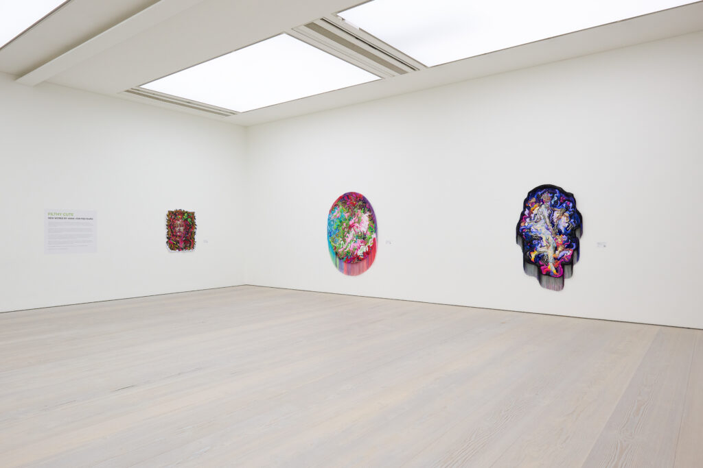 Installation view of Anne von Freyburg's exhibition at Saatchi Gallery, 'Filthy Cute', 2025. 